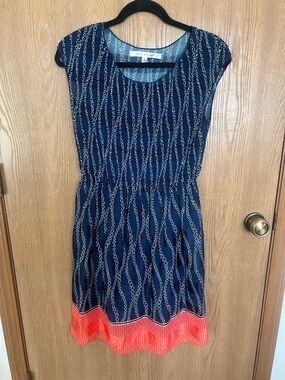 Max Studio Navy Blue Patterned Dress